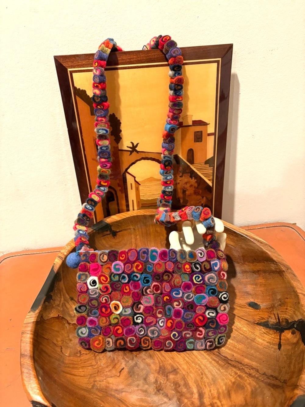 Handmade in Felted 100% Wool Crossbody Bag Unique Statement Whimsy